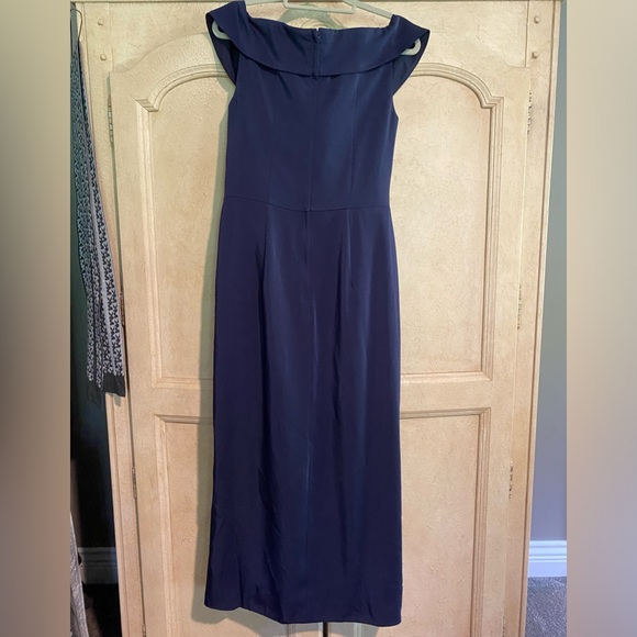 La Femme Surplice Off the Shoulder Column Gown - Picture 6 of 8